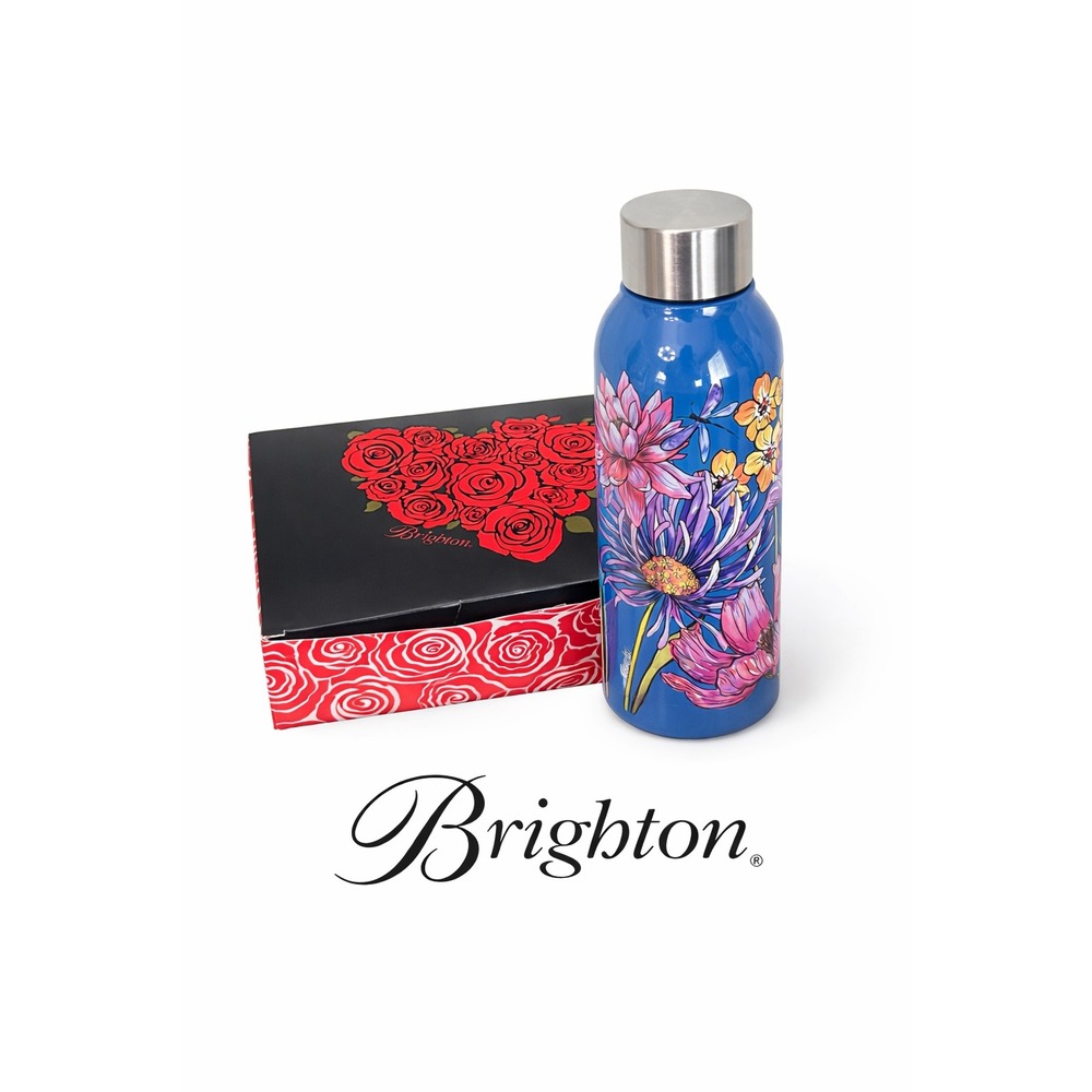 Brighton Blue Floral Stainless Steel Insulated Water Bottle Canteen with Box